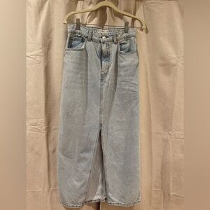 Women's Light Blue Denim Skirt - Mango Size Small